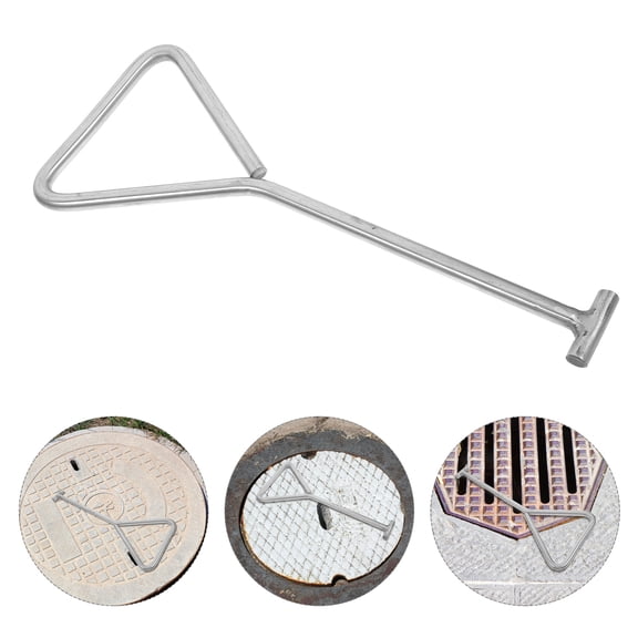 LOLIPPYY Stainless Steel Manhole Cover Hook I Shaped Utility Hook for Outdoor Lifting and Pulling Tasks Silver