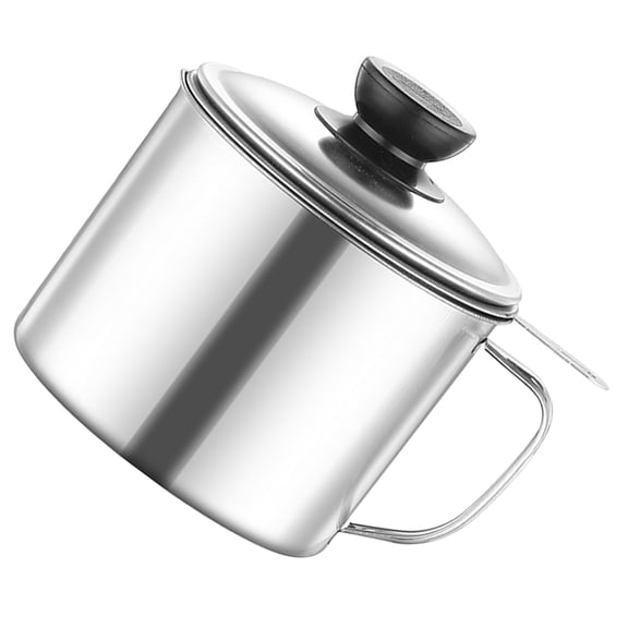 LOLIPPYY Stainless Steel Oil Filter Pot for Kitchen Use with Splash Proof Lid and Enhanced Strainer