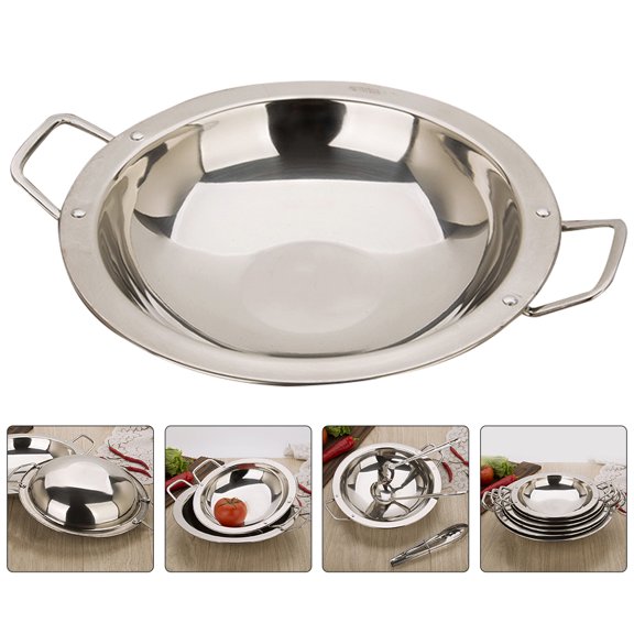 LOLIPPYY Stainless Steel Paella Pan Set for Household Cooking, Hot Pot, Kitchen Accessory, and Easy to Clean