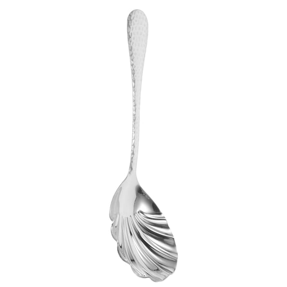 LOLIPPYY Stainless Steel Shell Shape Dessert Spoon Hammered Design Stylish Heavy Duty Kitchen Utensil