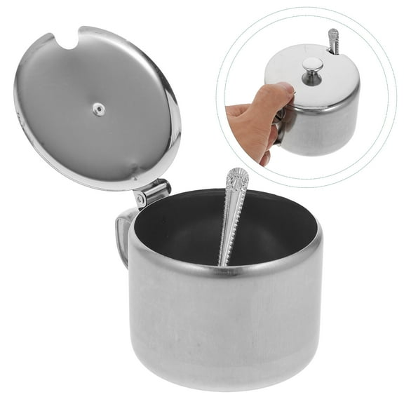LOLIPPYY Stainless Steel Sugar Bowl Set for Home Use, Ideal for Condiment Storage, 1 Set