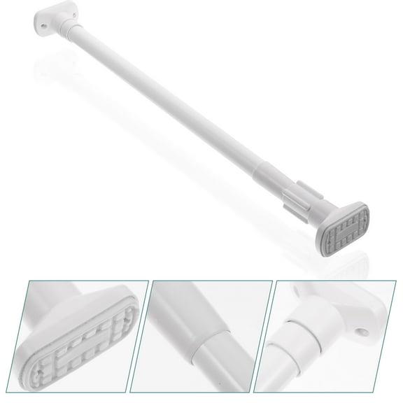 LOLIPPYY Stainless Steel Telescopic Shower Curtain Rod Adjustable Tension Pole for Home Use with White ABS Ends