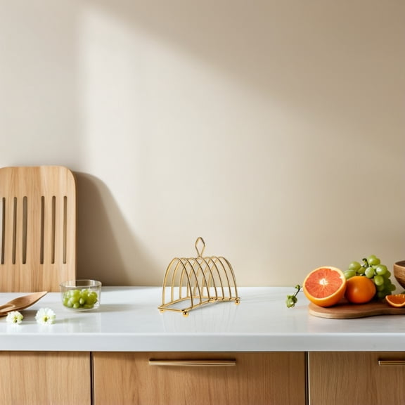 LOLIPPYY Stainless Steel Toast Bread Rack Gold Bread Holder for Kitchen Storage and Display