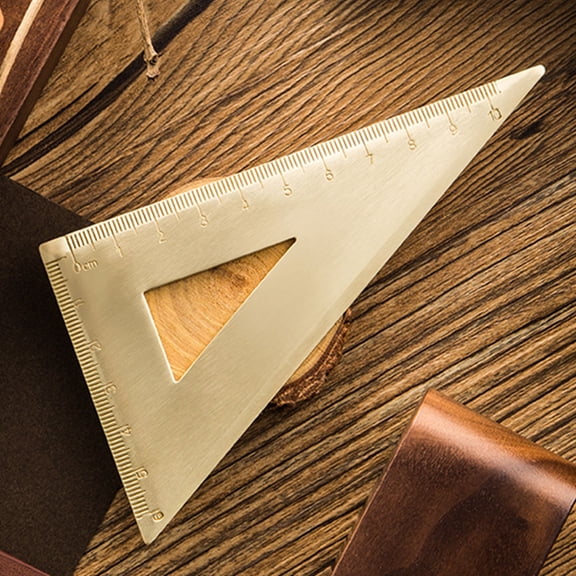 LOLIPPYY Stainless Steel Triangle Metric Ruler in Golden for Architects Engineers and Designers