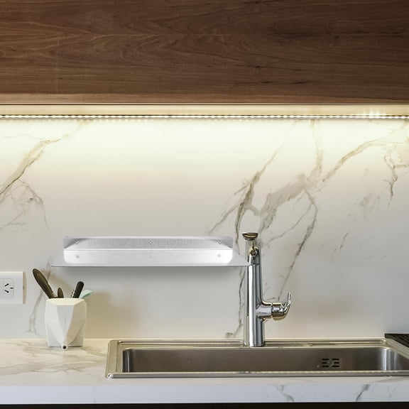 LOLIPPYY Stainless Steel Floating Wall Shelf, No-Drill Mount Storage Rack for Bathroom and Kitchen Organization, Space-Saving Design