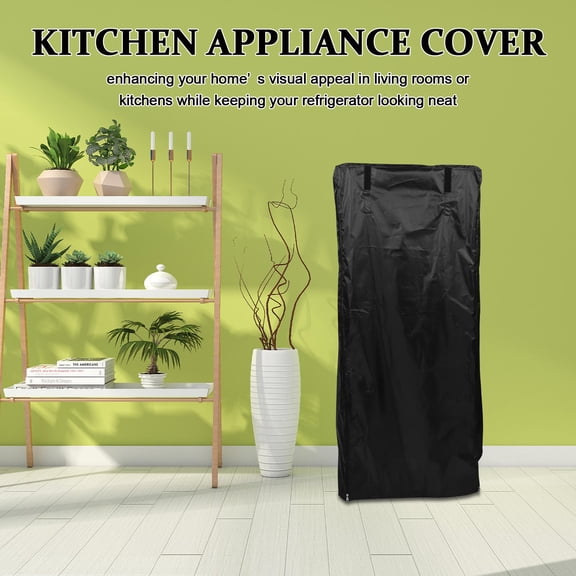 LOLIPPYY Standing Refrigerator Cover Black Polyester Fabric Appliance Protector Dust Resistant