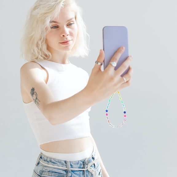 LOLIPPYY Star Phone Charm with Beaded Wristlet Strap, Acrylic Material for Phone Case Accessories