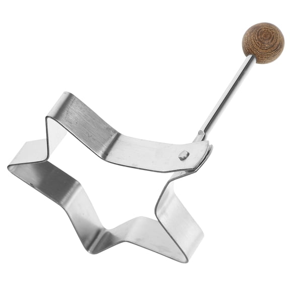LOLIPPYY Star Shaped Nonstick Egg Ring for Frying Eggs and Pancakes Made of Stainless Steel and Wood Silver