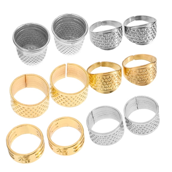 LOLIPPYY Steel Finger Protectors 12-Pcs Thimble Sewing Tools DIY Sewing Aid Golden