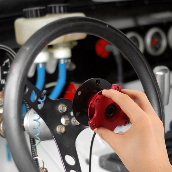 LOLIPPYY Steering Wheel Quick Release Base in Red Aluminum Alloy for Easy Car Steering Wheel Disconnect