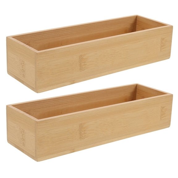 LOLIPPYY Storage Box Bamboo Rectangular 2Pcs Minimalist Design for Adults