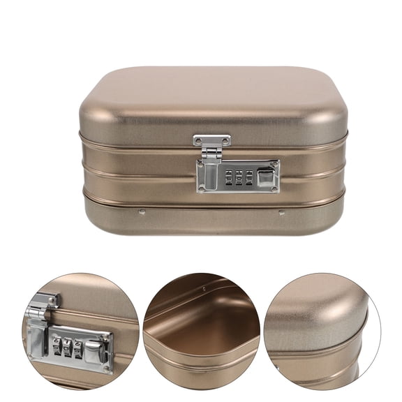 LOLIPPYY Lockable Metal Storage Box with Combination Lock, Coffee Tinplate Container for Secure and Organized Storage