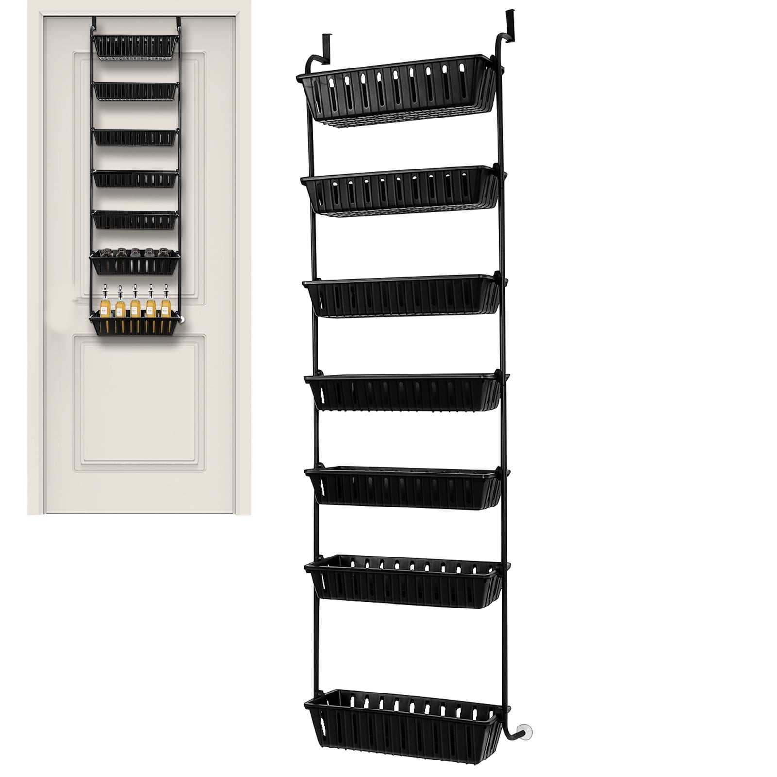 LOLIPPYY Over Door Storage Shelf Rack Black Plastic Pantry Organizer ...