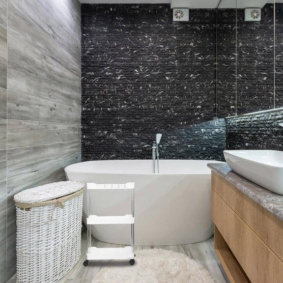 LOLIPPYY Storage Trolley Rack 1Pack White PP Multi-Functional Design for Bedroom Use