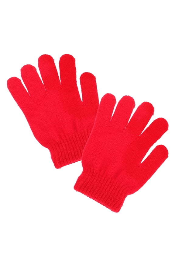 Stretchy Knitted Red Winter Gloves Full Finger Design Warm Gloves for Outdoor Use