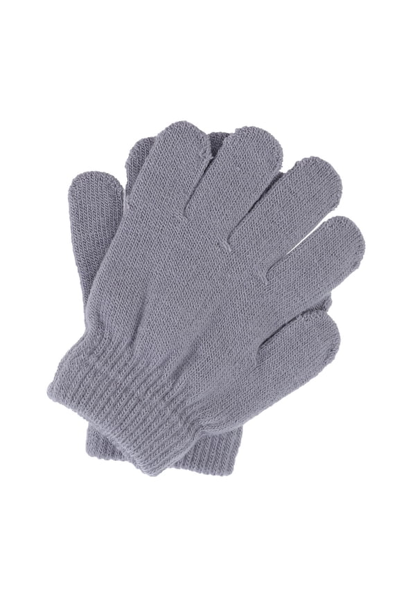 Grey Stretchy Knitted Winter Gloves Full Finger Warm Gloves for Outdoor Activities and Travel Use