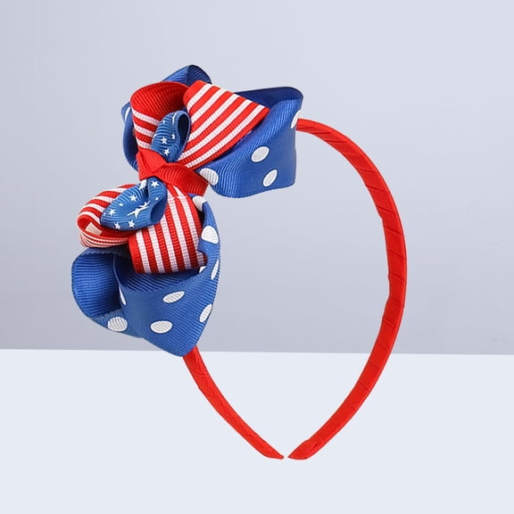 LOLIPPYY Striped Patriotic Hair Headband with Bowknot Accent for Seasonal and Daily Hair Decoration