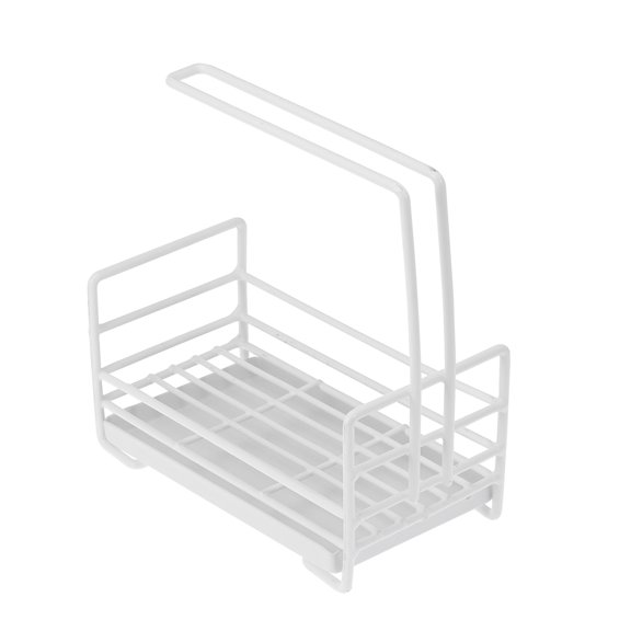LOLIPPYY Strong White Kitchen Organizer for Sponge and Brush with Drain Rack and Removable Tray