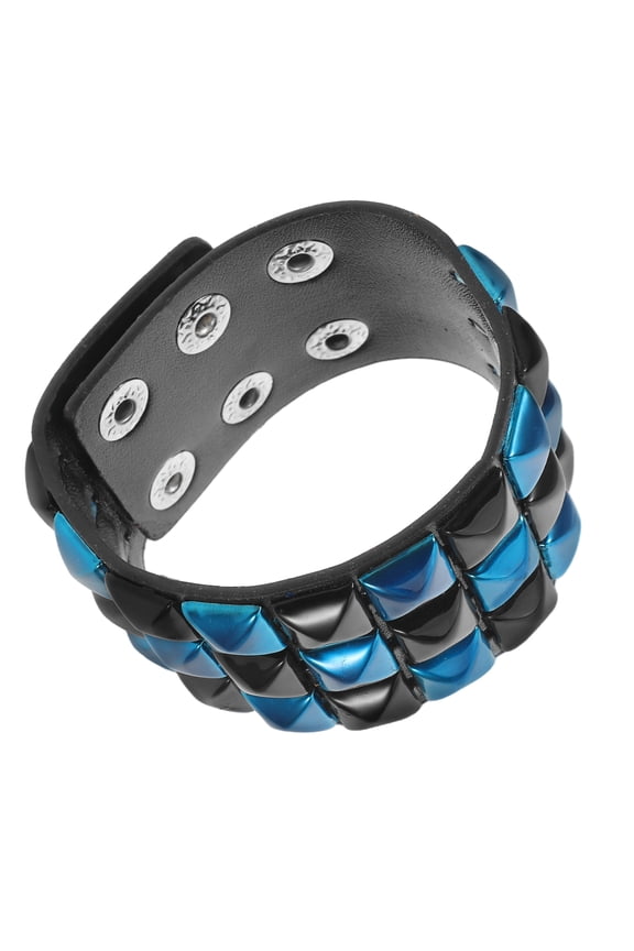 Multicolor Studded Punk Bangle Wristband Fake Bracelet for Men Stylish Accessory