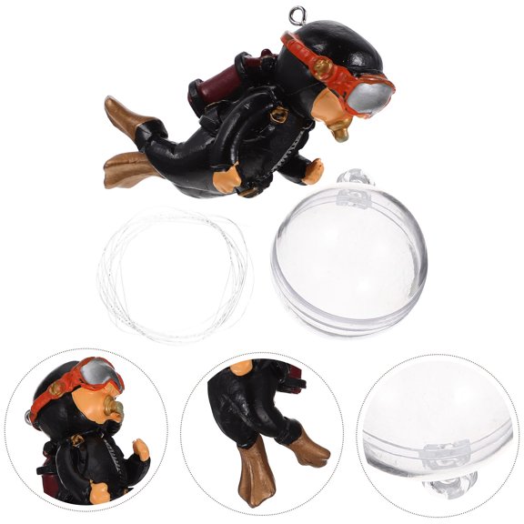 LOLIPPYY Sturdy Black PVC Fish Tank Diver Ornament for Decorative Aquarium Landscaping