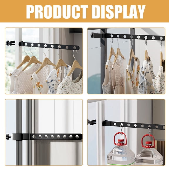LOLIPPYY Sturdy Black Window Laundry Hanger Clothes Rack Multi Hole Drying Solution
