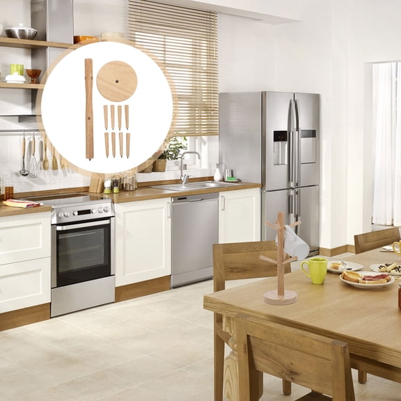 LOLIPPYY Sturdy Khaki Coffee Mug Organizer Cabinet with Simple Tree Branch Design for Kitchen