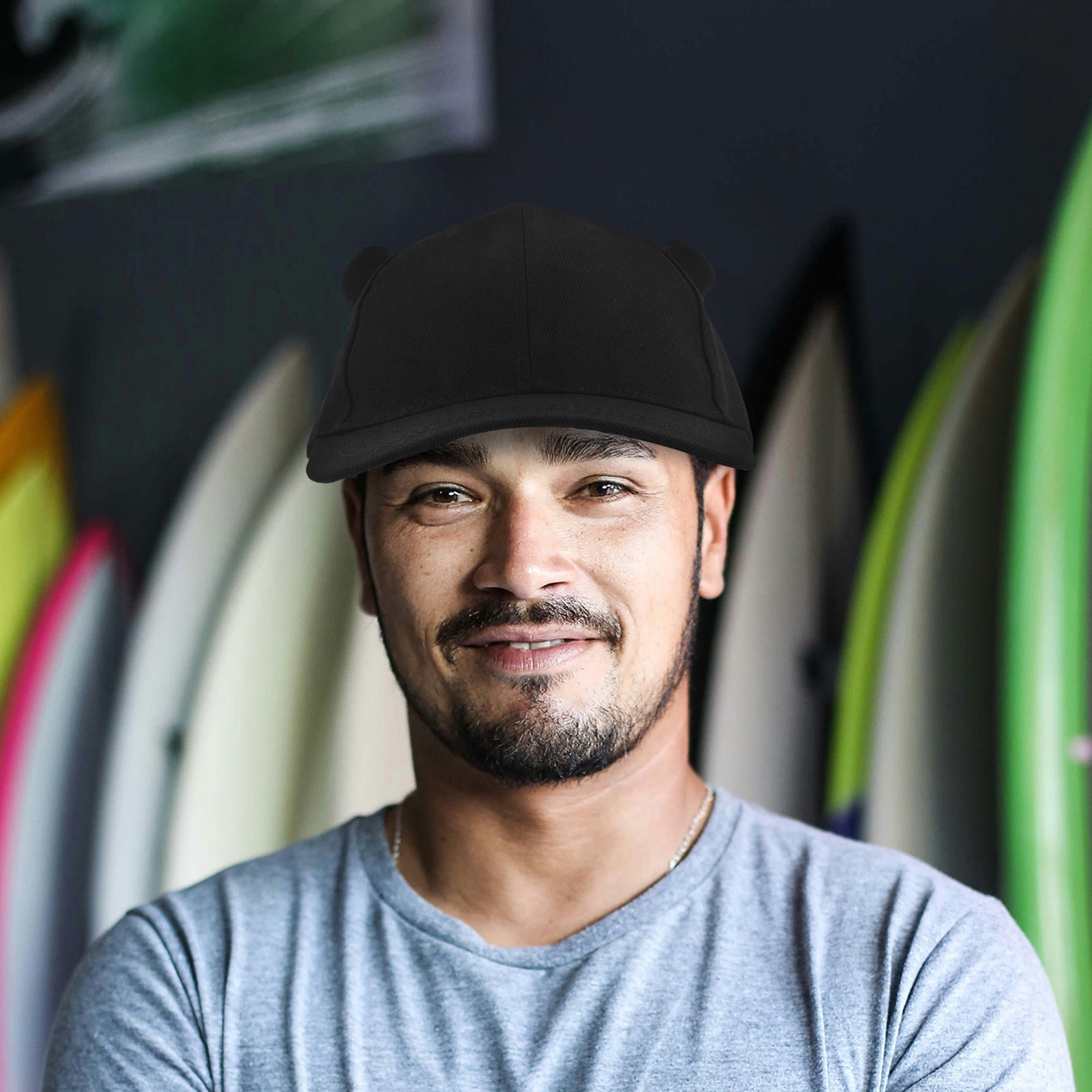 LOLIPPYY Stylish Black Baseball Cap with Horn Accent Cotton Adjustable ...