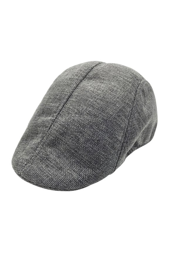 Stylish Grey Flax Beret Hat British Peaked Cap Lightweight Sunscreen Accessory