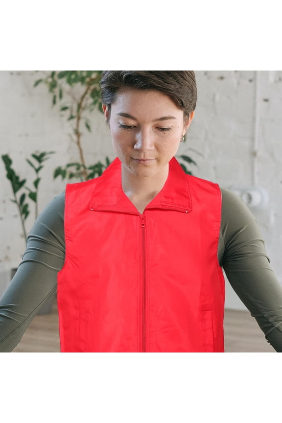 Red Volunteer Vest with Multiple Functional Pockets, Workwear for Public Events and Outdoor Activities