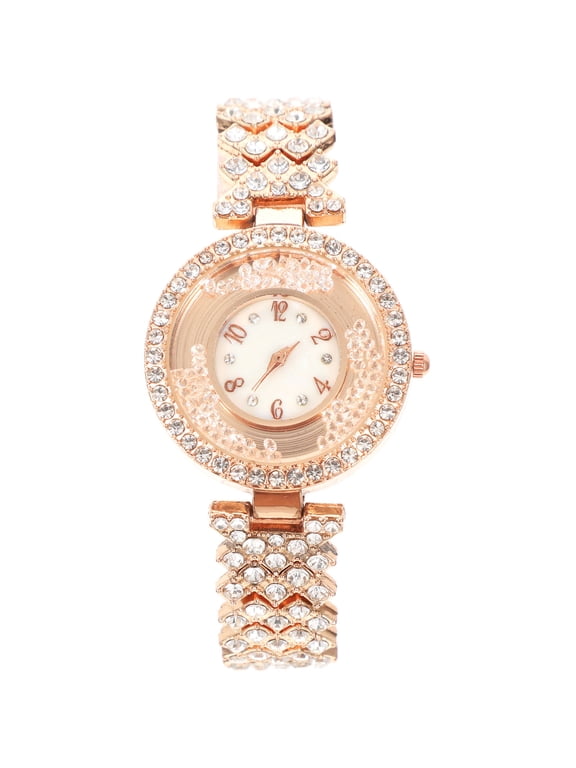Elegant Rose Women's Quartz Watch with Sparkling Rhinestone Accents Stylish and Timepiece