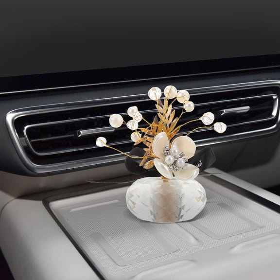 LOLIPPYY Stylish White Crystal Car Interior Ornament for Elegant Dash Decoration