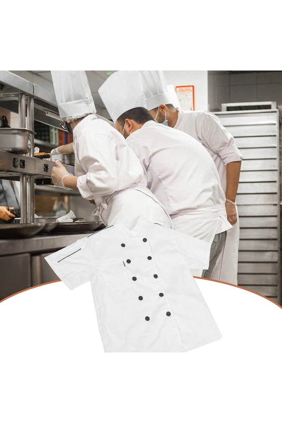 Stylish White Short Sleeved Chef Coat Durable Stain Resistant Jacket for Hotel and Kitchen