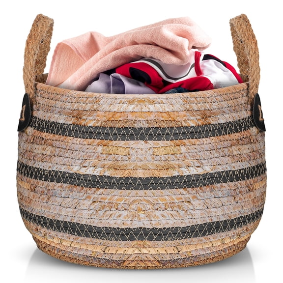 LOLIPPYY Stylish Woven Laundry Basket Light Brown Multipurpose Storage Container for Home Use
