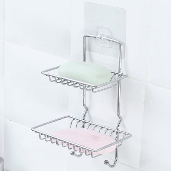 LOLIPPYY Suction Soap Holder with Removable Drip Tray Stainless Steel for Shower and Bathroom 1Set