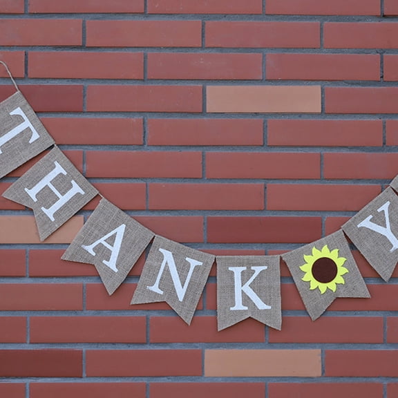 LOLIPPYY Sunflower Burlap Thank You Letters Banner Linen Garland for Thanksgiving and Party Decorations