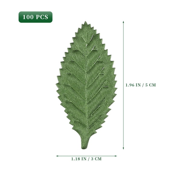 LOLIPPYY Supvox 100pcs Green Artificial Fabric Leaves for Wedding Decor, Party Decorations, Scrapbooking, Floral Arrangements, Crafts