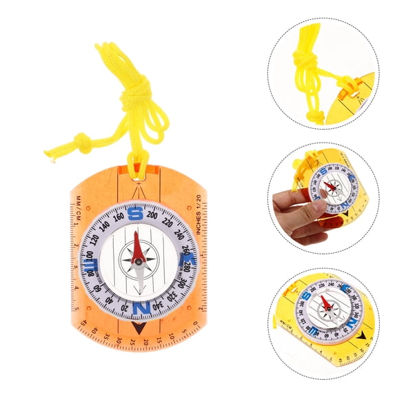 LOLIPPYY Survival Compass Navigation Acrylic Orange Multi-function 1Set