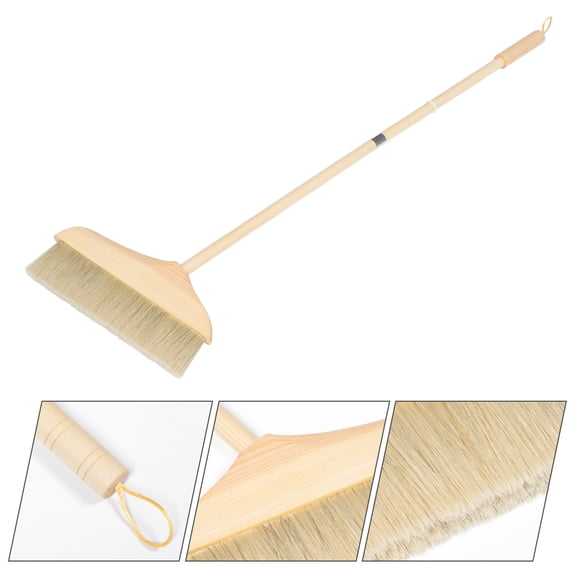 LOLIPPYY Sweeping Broom Dust Cleaning Wood Khaki Indoor Floor 1Pack