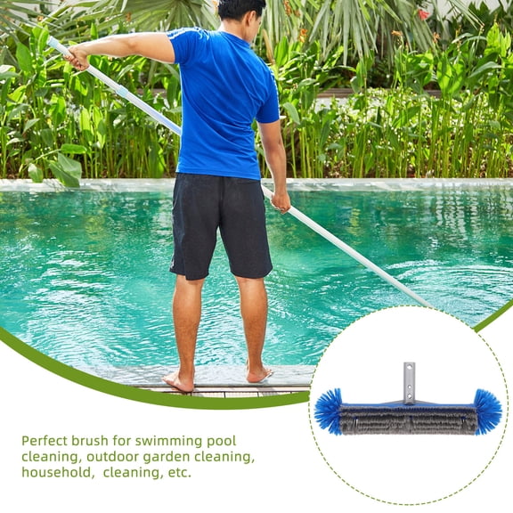 LOLIPPYY Swimming Pool Brush with Rubber Scrubber and Ergonomic Handle for Concrete, Tile, Fiberglass Cleaning
