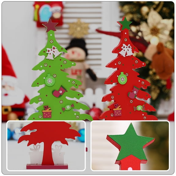 LOLIPPYY Tabletop Pine Trees Decoration Desktop Xmas Tree Ornament Red Wood for Indoor Decoration 1Pcs