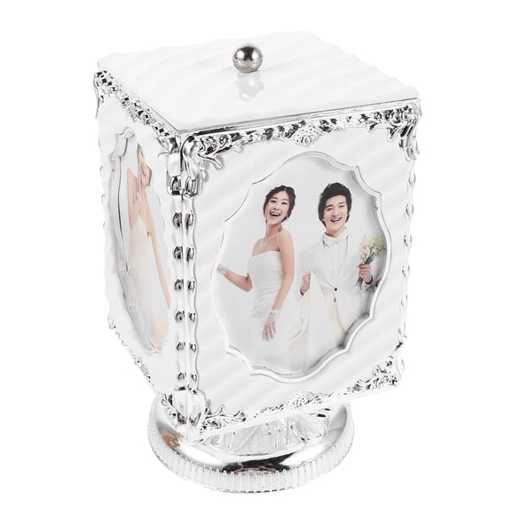 LOLIPPYY Rotating Tabletop Picture Frame with Music Box for Valentines Day and Engagement Photos