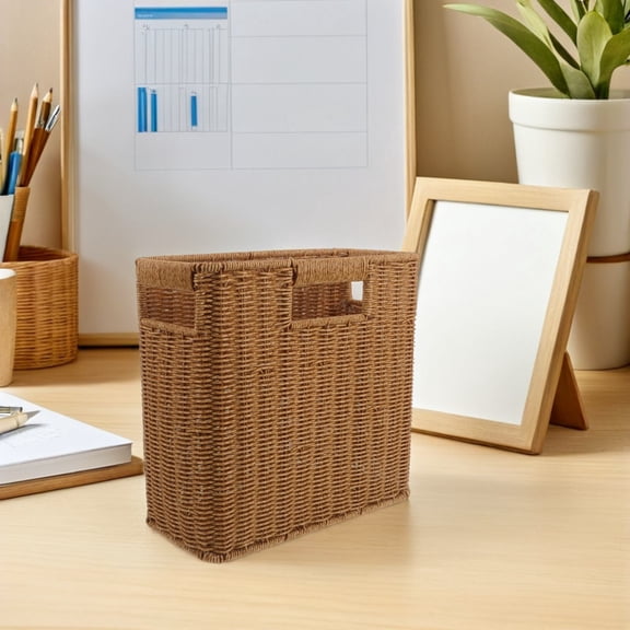 LOLIPPYY Tall Narrow Woven Storage Basket with Handles for Kitchen, Bathroom, Entryway Organization and Home Storage