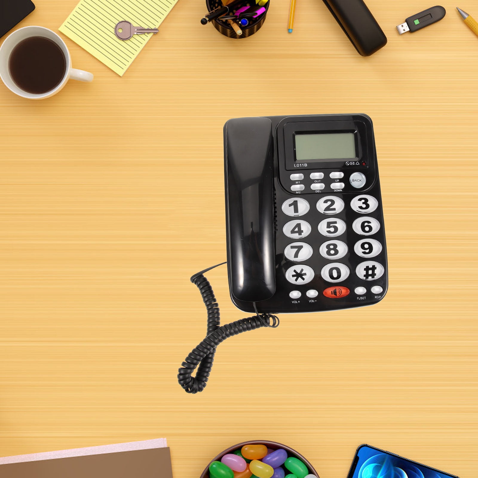 LOLIPPYY Telephone Landline Black PVC 1Pcs Clear Sound Quality ...