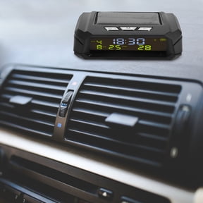LOLIPPYY Black Solar Clock for Car with Auto Calibration and Temperature