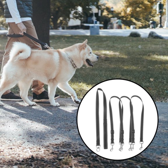LOLIPPYY Reflective Dog Traction Rope with Comfortable Grip, 3-Way Leash for Walking , Black