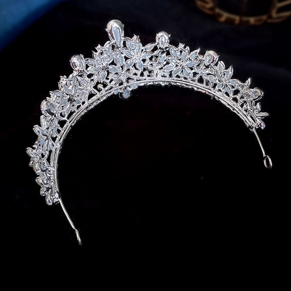 LOLIPPYY Tiara for Women Silver Rhinestone Crown Hair Accessory Prom 1Set