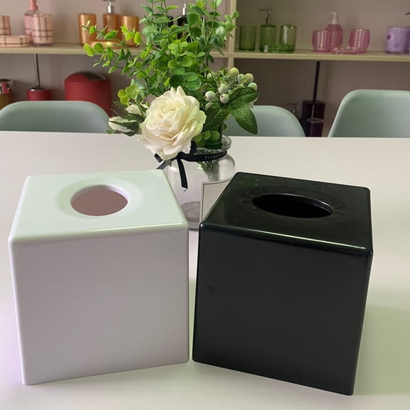 LOLIPPYY Tissue Storage Cases Tissue Paper Box Black Plastic Simple Design for General Users 1Pack