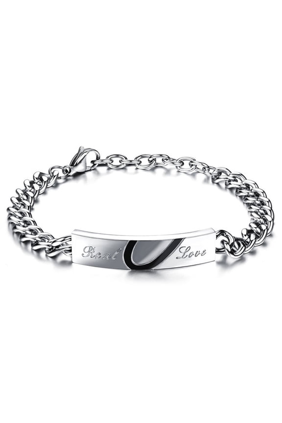 Adjustable Titanium Steel Bracelet for Couples, 7.9 Inch Link Design Hand Accessory