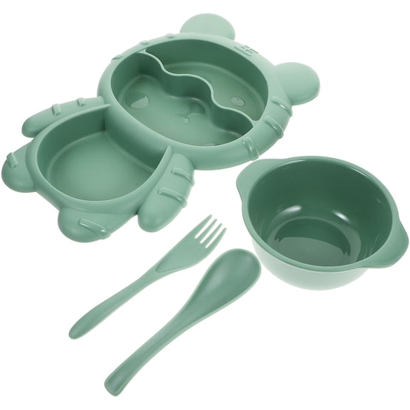 LOLIPPYY Toddler Divided Plate Set PP Kids Training Dinnerware with Fork Spoon for Home Use