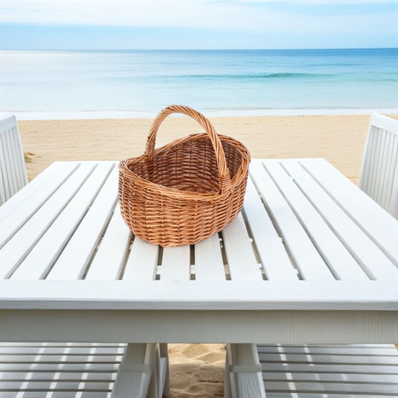 LOLIPPYY Tote Bag Basket Wicker Picnic Basket Rustic Outdoor Use 1Pack